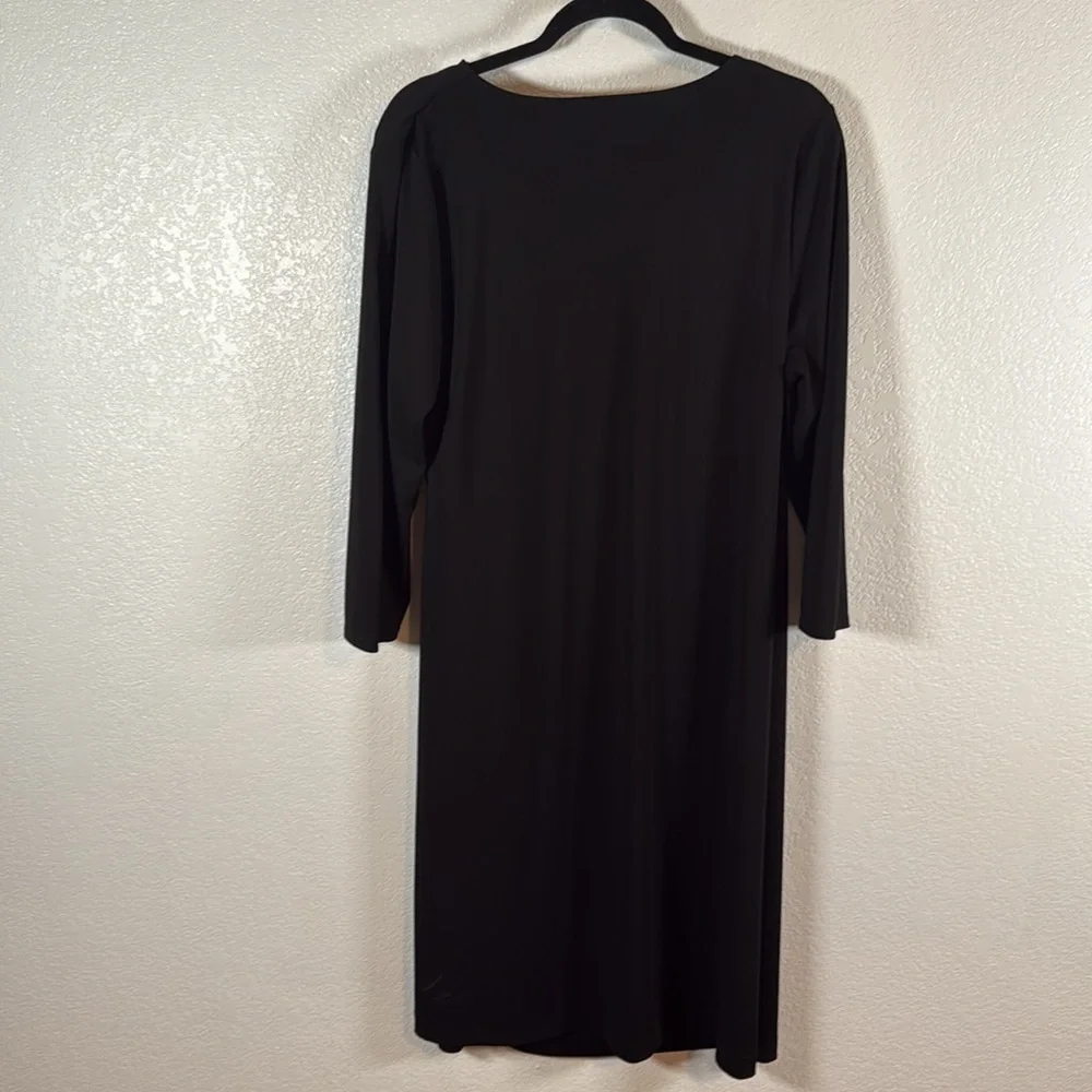 Talbots Black Faux Wrap 3/4 Sleeve MIDI Career Dress Double Pockets Size XL - Picture 4 of 7